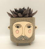Handsome Hairy Jack Planter with Succulent