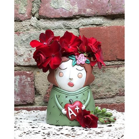 Baby Teacher Planter with Red Hair by Allen Designs