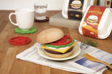 These burger coasters come dressed like a real burger, with paper wrapped around the burger inside a true-to-size classic burger box. What fun!