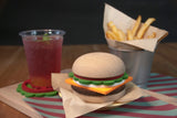 This set features five coaster pieces, including tomato, lettuce, egg white, cheese and a meat patty - a creative novelty with a practical use!