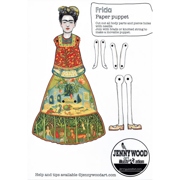 Frida Kahlo A4 Paper Puppet