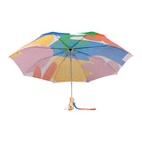 This umbrella is wind resistant,
features an automatic open button and
a high strength steel frame.