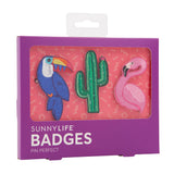 Embroidered Toucan, Flamingo and Cactus Badges Designed in Sydney by Sunnylife