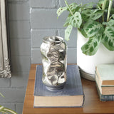 Silver Crushed Can Sculptural Vase by White Moose